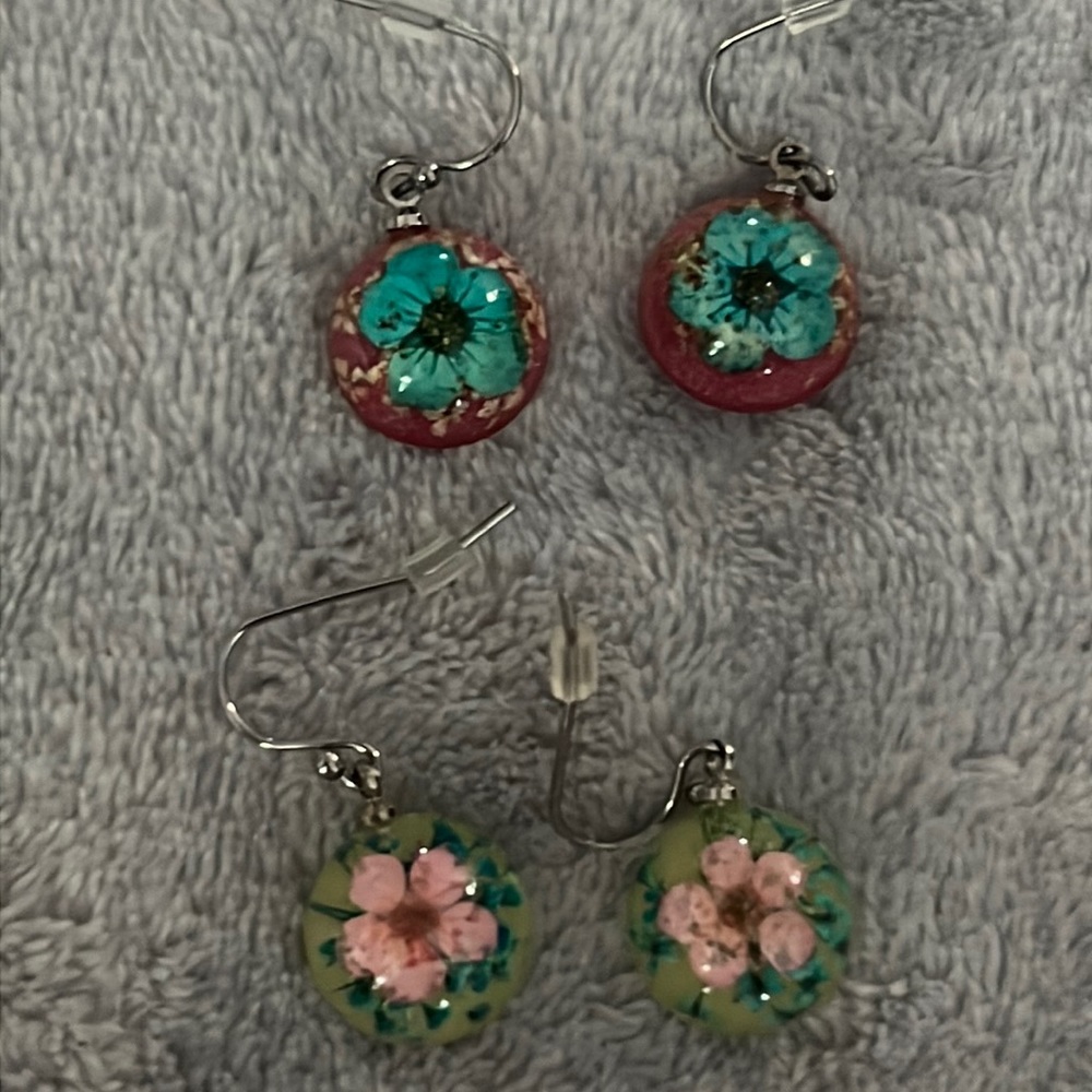 Hanami Real Flower Earrings -2 pairs